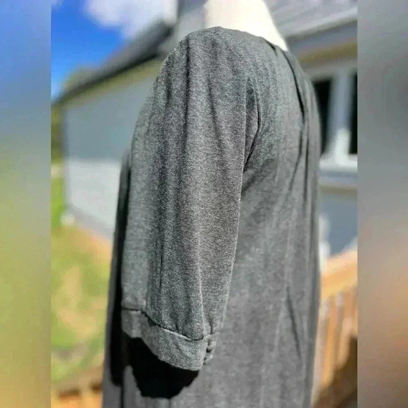 PBO Pleated Gray Ida Short Sleeve Bubble Dress Size Large NWT - Picture 6 of 11